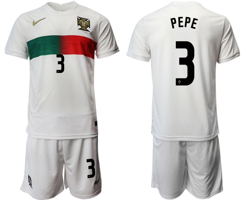 Men 2022 World Cup National Team Portugal away white #3 Soccer Jerseys